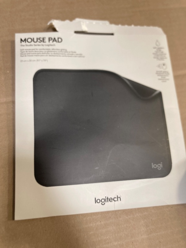 Photo 1 of Logitech Mouse Pad - Studio Series, Computer Mouse Mat with Anti-Slip Rubber Base, Easy Gliding, Spill-Resistant Surface, Durable Materials, Portable, in a Fresh Modern Design, Graphite