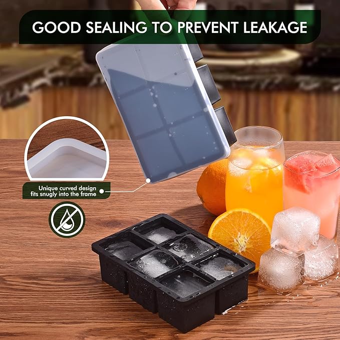 Photo 1 of Ice Cube Trays for Freezer  - Mini Ice Cube Trays with Lid & Easy-Release Silicone Bottom, Stackable Small Ice Cube Molds (Black)