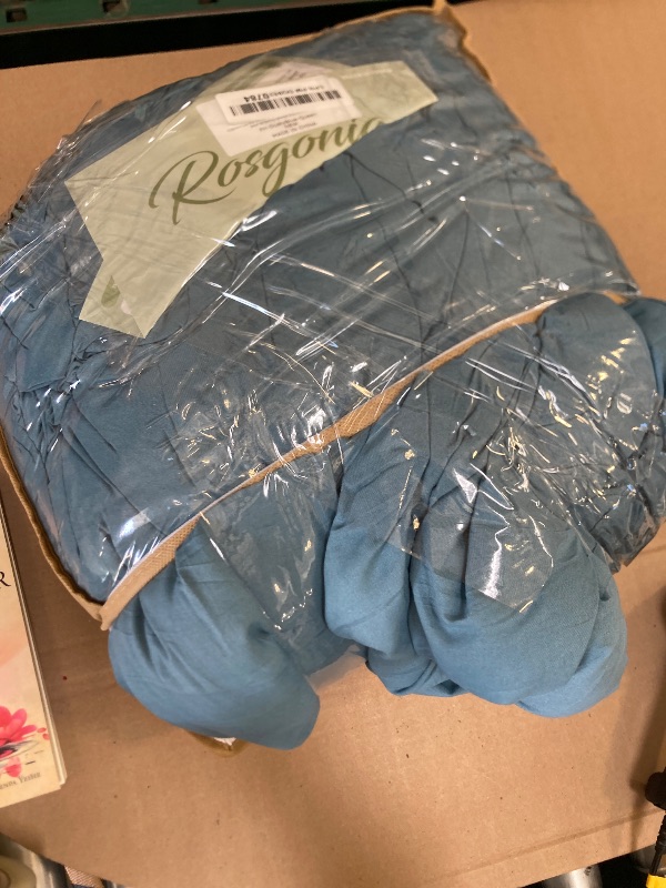 Photo 1 of ROSGONIA Dusty Blue Comforter Set Queen, 3pcs(1 Boho Blue Comforter & 2 Pillowcases) All Season Soft Bedding Lightweight Bedspread Blanket Quilt