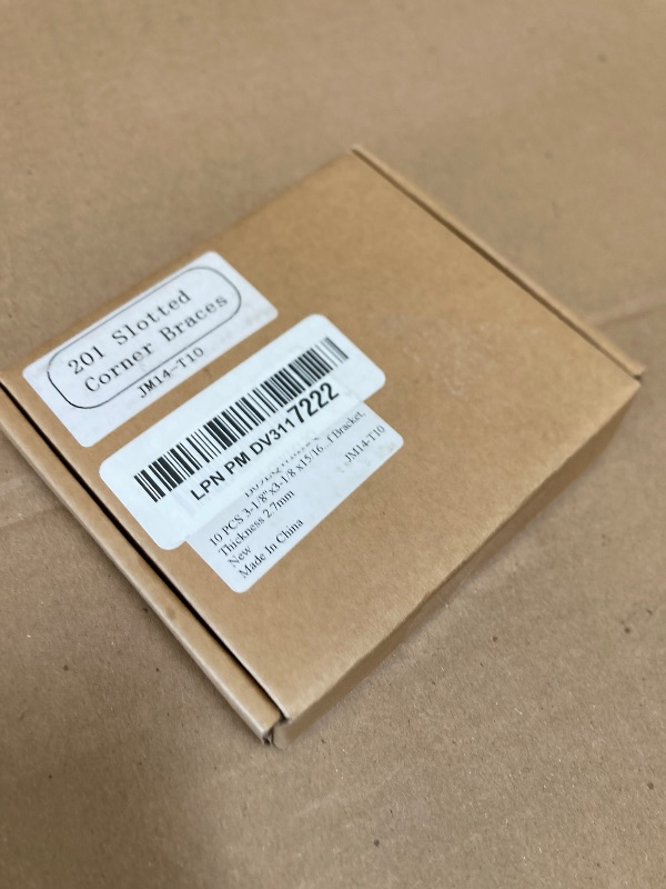 Photo 1 of 10 Pcs 3-1/8" x 3-1/8" x 15/16" Adjustable L Corner Brace, Stainless Steel Slotted Right Angle Bracket