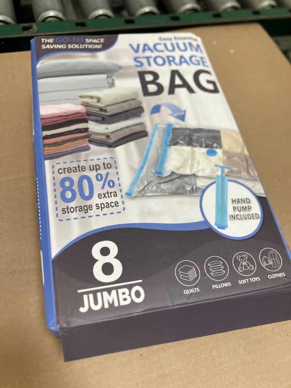 Photo 1 of 8 Jumbo Vacuum Storage Bags, Space Saver Bags Compression Storage Bags for Comforters and Blankets, Vacuum Sealer Bags for Clothes Storage, Hand Pump Included