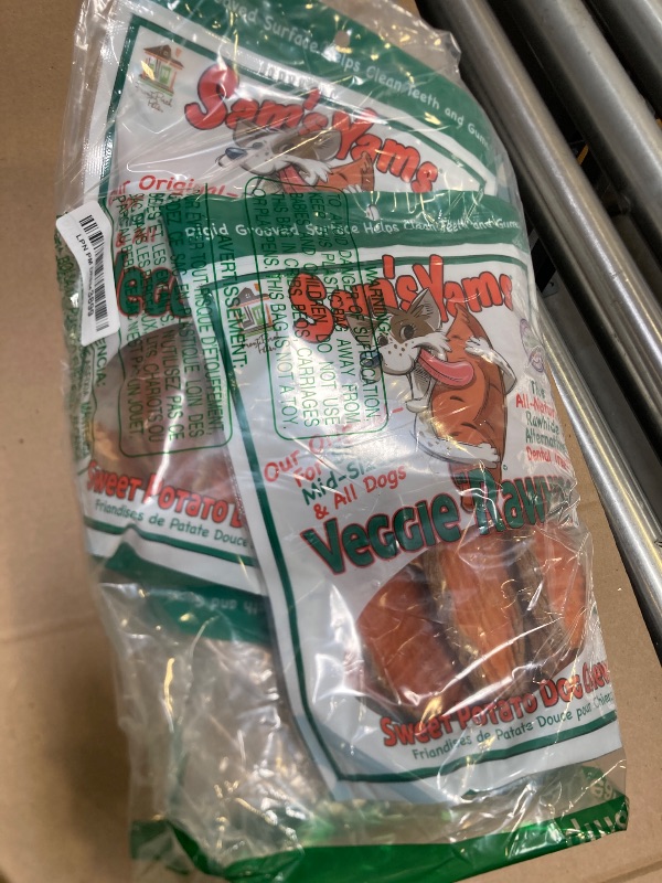 Photo 1 of Best by 03/2026--Sams Yams Sweet Potato Dog Treats, Healthy Dog Treats for Large Dogs - Sweet Potato Dog Treats Made in USA, High Fiber, Vegan Dental Chews - Big Boyz, Sweet Potato Dog Chewz, 15oz (Pack of 3)
