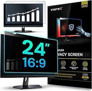 Photo 1 of Computer Privacy Screen 24 Inch, Display Privacy Shield for 16: 9 Aspect Ratio, Monitor Anti-Glare & Privacy Filters, Anti-Blue Light, Removable