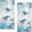 Photo 1 of Sea Turtle Hand Towels Set of 2 Breathable Ocean Beach Hand Towels Highly Absorbent Tropical Coastal Bath Towels for Gym Hotel Decorative Summer Fast Drying Kitchen Towels 28.7x13.7 Inch