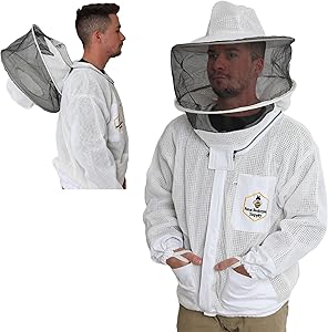 Photo 1 of 3 layer Ultra Ventilated Beekeeping Jacket for men and women with Round Veil Hood, Vented Premium Beekeeper Jackets for Professional, Commercial, and Beginner Beekeepers (X-large)