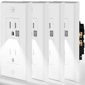 Photo 1 of SOZULAMP Night Light Wall Outlet-Easy to Install,Standard Electrical Outlets with Nightlight,White,2 Pole 3 Wire,Non-Tamper Resistant,Wall Plate Included(4Pack,Daylight White LED)