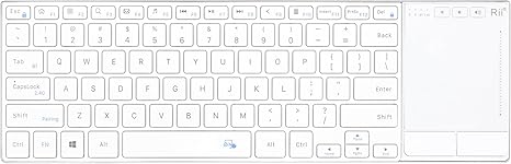 Photo 1 of Rii K22S 2.4G Wireless and Bluetooth Touch TV Keyboard with Easy Media Control and Built-in Touchpad,Stainless Steel Compact Keyboard for Windows, Android, Chrome OS, Laptop, Tablet - White