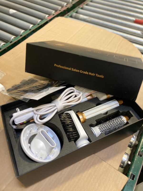 Photo 1 of Hair Dryer Brush 7 in 1?110000 RPM Hot Air Brush Hair Styler for Curly Straight & Twisted Hair Professional Ionic Brush Blow Dryer for Salon-Quality Styling, White Gold