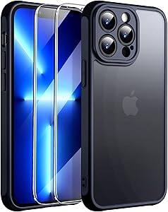 Photo 1 of for iPhone 13 Pro Case, [with Screen Protector and Camera Protection] Full-Body Matte Protective and Non-Slip Slim Phone Case for iPhone 13 Pro 6.1 inch.(Black)
