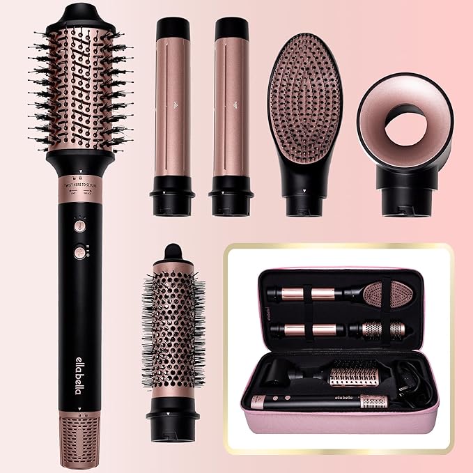 Photo 1 of ELLA BELLA® 6 in 1 Professional Hot Air Styler • Powerful Hair Dryer & Straightener Set • Styling Without Heat Damage • Fast Drying Curling Volumizing Straightening • Includes Protective Travel Case