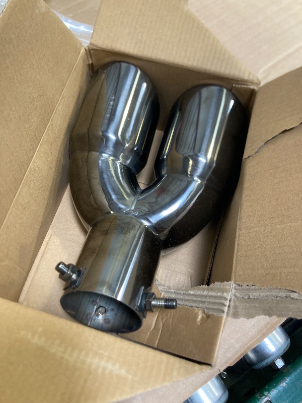 Photo 1 of 3 inch exhaust tip, universal stainless steel exhaust tailpipe dual tailpipe slant for most cars