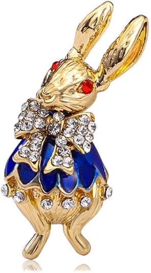 Photo 1 of Rhinestone Bow Rabbit Brooch Pin for Women Girls Men Gold Plated Fashion Cute Crystal Bow Enamel Cartoon Bunny Gentleman Brooches Lapel Pins Lucky Decor Dress Accessories Easter Holiday Jewelry Gift
