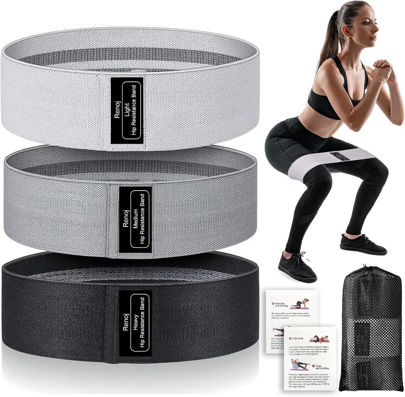 Photo 1 of  Renoj Resistance Bands, Exercise Workout Bands for Women and Men, 3 Set of Stretch Bands for Booty Legs for Yoga Starter, Pilates Flexbands 
