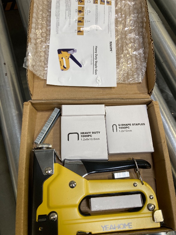 Photo 1 of Upholstery Staple Gun Heavy Duty, YEAHOME 4-in-1 Stapler Gun with 4000 Staples, Manual Brad Nailer Power Adjustment Stapler Gun for Wood, Crafts, Carpentry, Decoration DIY