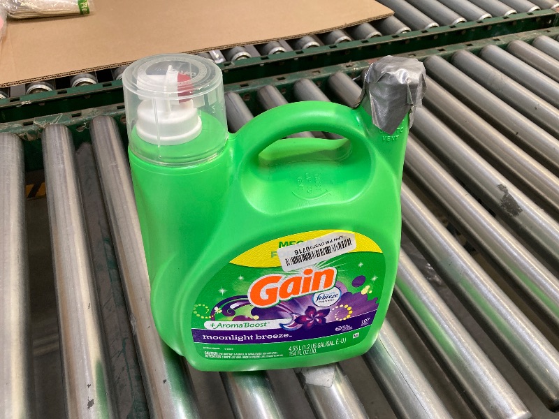 Photo 1 of Gain + Aroma Boost Liquid Laundry Detergent, Moonlight Breeze Scent, 107 Loads, 154 Fl Oz, HE Compatible with Febreze and Oxi (125)