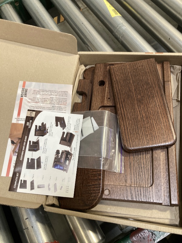Photo 1 of TESLYAR Wood Phone Docking Station for Men - Desk or Nightstand Organizer - Birthday Gifts for Husband, Dad - Anniversary Idea from Wife - Key Holder, Stand Wallet, Watch & Essentials (Bourbon Brown)