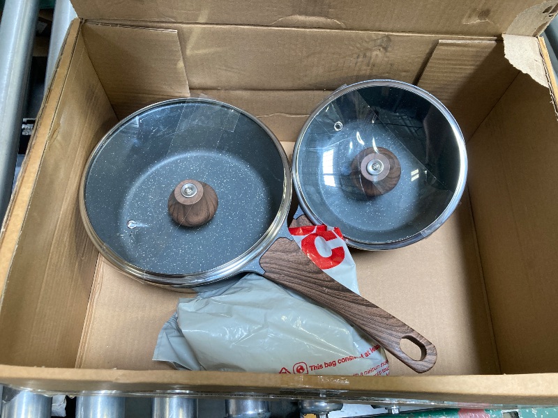 Photo 1 of SENSARTE Nonstick Sauce Pan with Lid Saucepan Set, Swiss Granite Coating Sauce Pot Kitchen Cooking Pot, Induction Comptable, PFOA Free, 1.5 + 2.5 QT