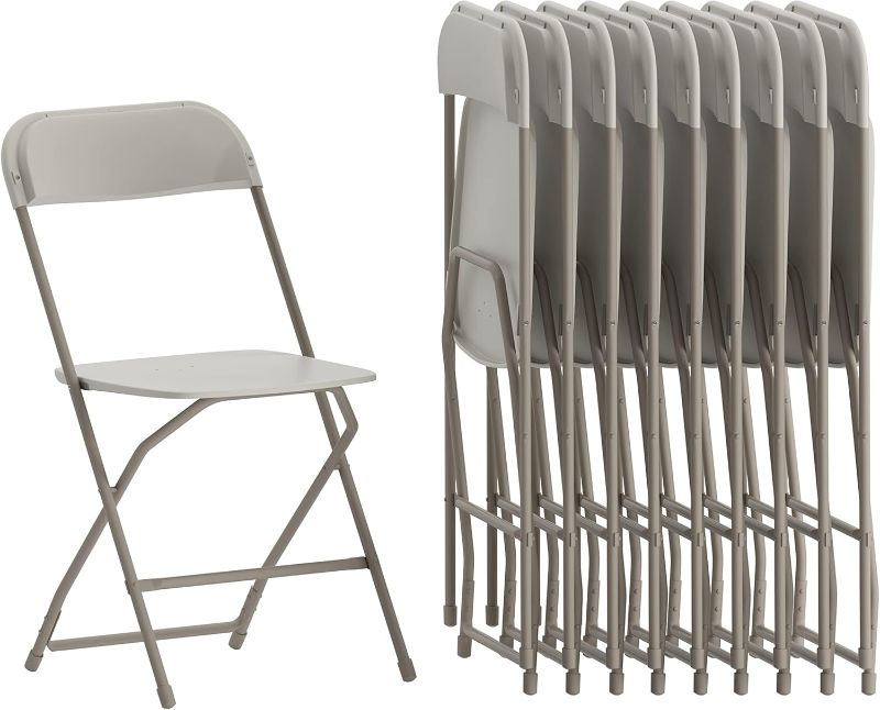 Photo 1 of  Flash Furniture Hercules Series Plastic Folding Chairs for Parties and Weddings, Stackable Commercial Event Seats, Set of 10, Beige 