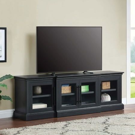 Photo 1 of  Whalen Rowan Low Profile TV Stand for TVs up to 85 Black Oak Finish 