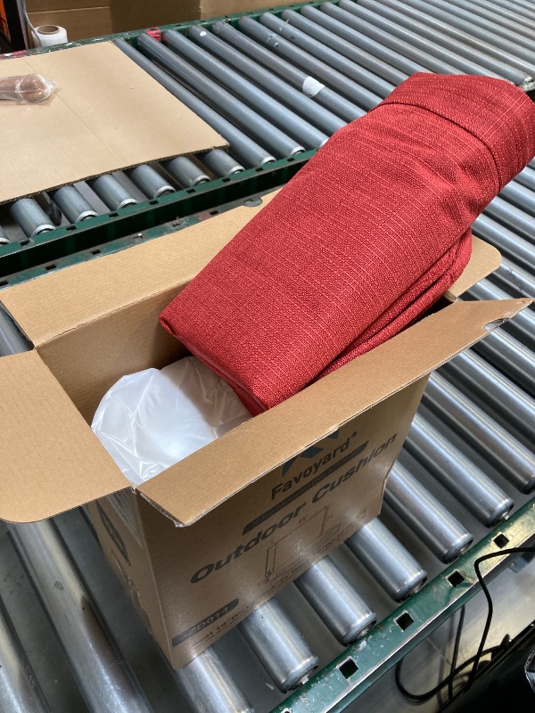 Photo 1 of Favoyard Outdoor Deep Seat Cushion Set, 19 x 19 Inch Rainproof & 3-Year Fade Resistant Patio Furniture Cushions, Removable Seat Bottom & Back Cushion Covers with Ties for Chair, Sofa, Couch, Red