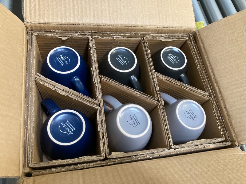 Photo 1 of AmorArc 16oz Coffee Mugs Set of 6, Large Ceramic Coffee Mugs for Man, Woman, Dad, Mom, Modern Coffee Mugs Set with handle for Tea/Latte/Cappuccino/Milk/Cocoa. Dishwasher&Microwave Safe, Multi
