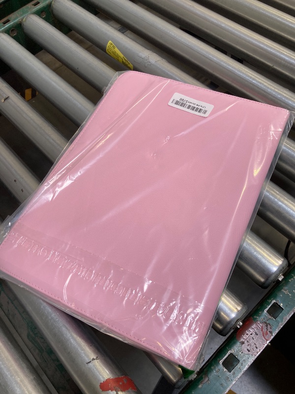 Photo 1 of Fabmaker 9-Pocket PU Cover Zipper Trading Card Collection Album - Sturdy 360 Side-Loading Binder for MTG, TCG, Sports Cards (Pink)