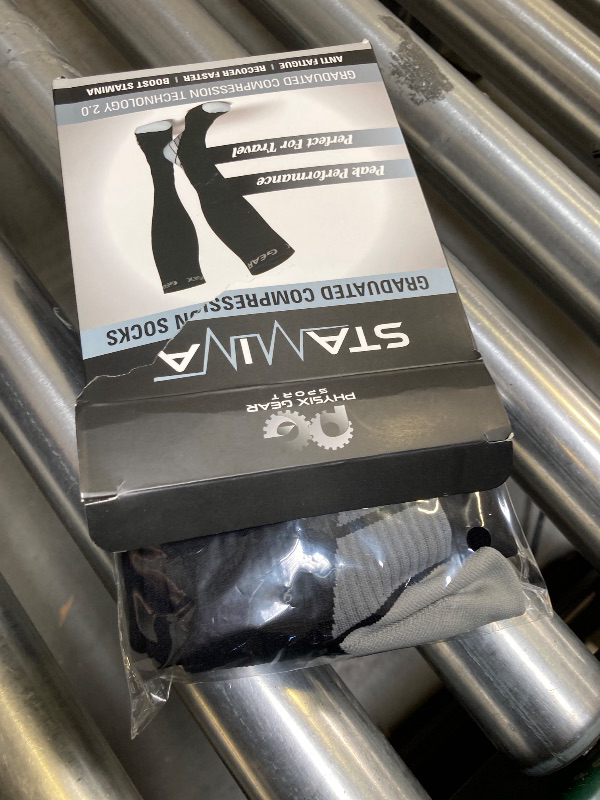Photo 1 of Physix Gear Compression Socks - Best Men & Womens Compression Socks for Circulation, Running, Nurses, Athletic Use Sock Compression, Blood Pressure Socks, Calcetines de Compresion, Black/Grey, XXL