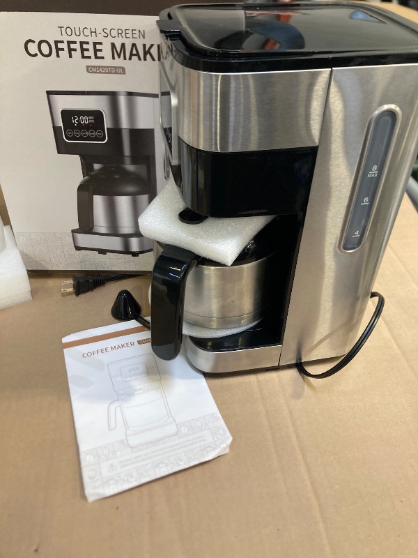 Photo 1 of SHARDOR Programmable Coffee Maker with Thermal Carafe, Drip Coffee Machine with Timer, 8-Cup Coffee Pot with Pause & Serve, Regular & Strong Brew, Auto Shut Off, Touch-Screen, Black & Stainless Steel