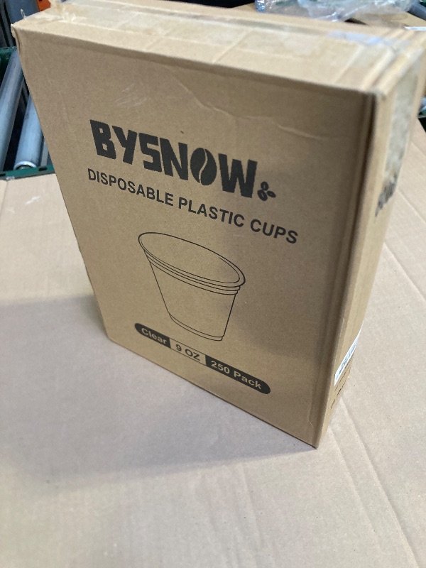Photo 1 of BYSNOW 250 Pack 9 oz Disposable Plastic Cups for Party, Plastic Wine Cups with Higher Heat Resistance (9oz 250pack)