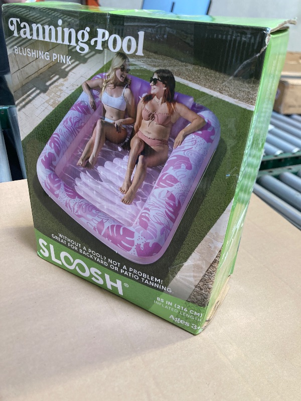 Photo 1 of SLOOSH Inflatable Tanning Pool Lounger Float, 85" x 57" Extra Large Pool Floats Adult with Pillow, 4 in 1 Suntan Tub Raft Floatie,Sunbathing Bed Lounge for Water Blow Up Ball Pit, XL-Blushing Pink