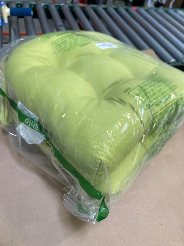 Photo 1 of Blazing Needles 16-inch Twill Rounded Back Chair Cushion, 2 Count (Pack of 1), Mojito Lime
