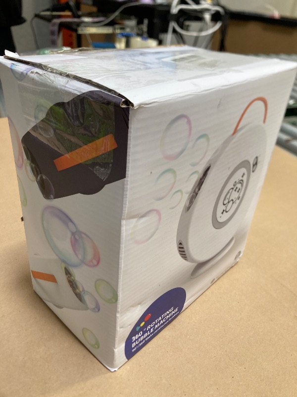 Photo 1 of Bubble Machine Automatic Bubble Blower for Kids Toddlers Rechargeable Battery Portable Bubble Maker Electric Bubble Machine Auto Rotating 90°/360° Outdoor Toy for Birthday Party Wedding