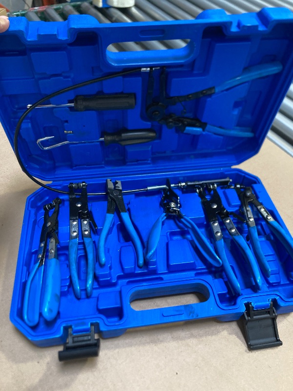 Photo 1 of BETOOL 9pc Hose Clamp Pliers with Flexible Long Reach Swivel Jaw and Flat Band Pliers - Coolant Radiator Heater/Water Hose Tool (Blue)