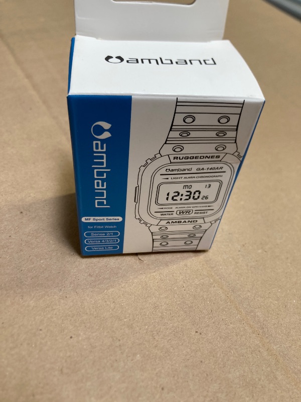Photo 1 of amBand   Compatible for Fitbit Versa 4/3/2/ Fitbit Versa Lite/Fitbit Sense 2/ Fitbit Sense Bands with Case, Protective Smartwatch Case Strap Rugged Sport Protector Wristbands Men Black