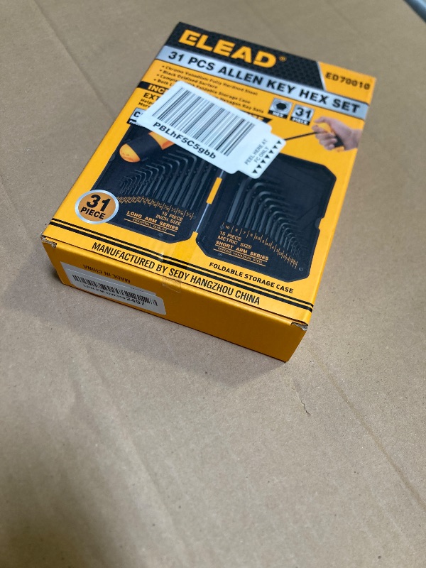 Photo 1 of ELEAD 31-Piece Hex Key Set - Allen Wrench Set, SAE and Metric Allen Keys MM(0.7mm-10mm) SAE(0.028"-3/8) Heat-Treated, Torque Handle, High Leverage, Long & Short Keys, Easy Organization