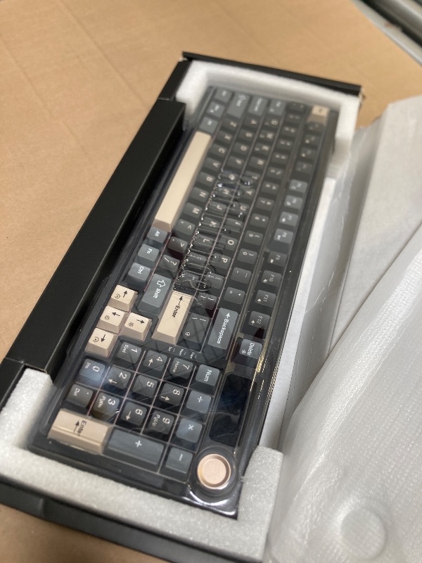 Photo 1 of RedThunder K95 Wireless Mechanical Keyboard, TFT Screen & Knob, Tri-Mode BT5.0/2.4GHz/USB-C Hot Swappable Custom, Pre-lubed Linear Pink Switches, Gasket Structure, RGB Gaming Keyboard, Black-Gold