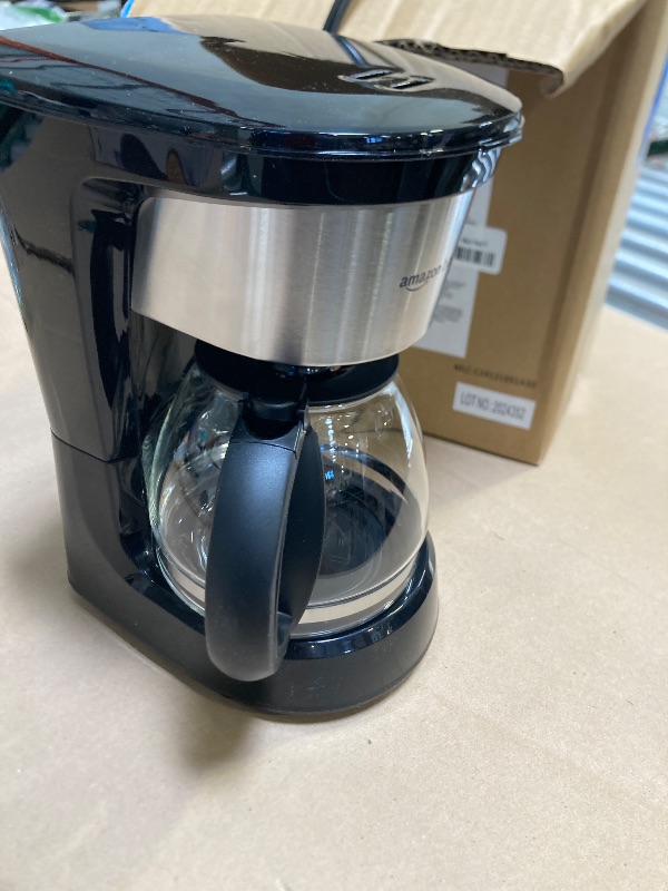 Photo 1 of Amazon Basics Coffee Makers, 5-Cup Coffee Machines with Reusable Filter, Coffee Pots, Black & Stainless Steel