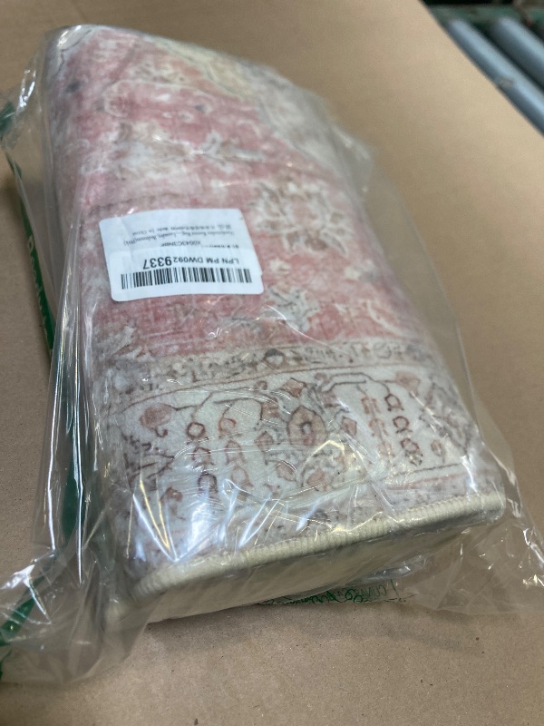 Photo 1 of 2'x3' Small Area Rug Washable Boho Rug Soft Rugs Non Slip Throw Rugs Pink Vintage Gray for Door Mat,Entryway,Bedroom,Bathroom,Kitchen,Floor,Indoor Outdoor Rugs