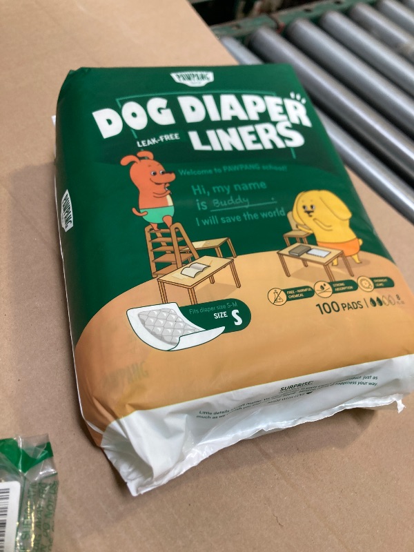 Photo 1 of PAWPANG Disposable Dog Diaper Liners Booster Pads for Male & Female Dogs, 100ct, 4 Sizes Options, Doggie Diaper Inserts fit Most Types of Dog Diapers - Pet Belly Bands & Male Wraps (Small (100 ct))