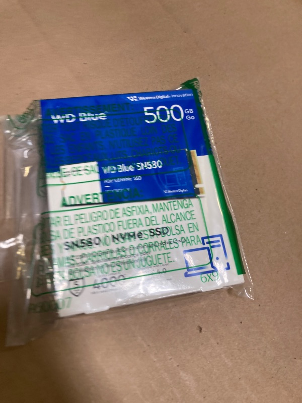 Photo 1 of Western Digital 500GB WD Blue SN580 NVMe Internal Solid State Drive SSD - Gen4 x4 PCIe 16Gb/s, M.2 2280, Up to 4,000 MB/s - WDS500G3B0E