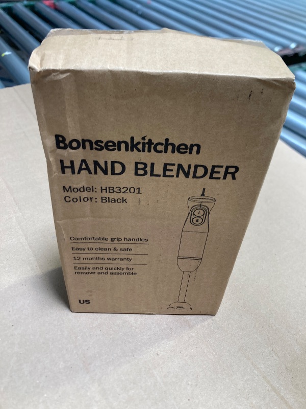 Photo 1 of Bonsenkitchen Hand Blender, Immersion Blender with 2 Mixing Speed, Electric Handheld Blender Portable Stick Mixer with Stainless Steel Blades for Soup, Smoothie, Puree, Baby Food