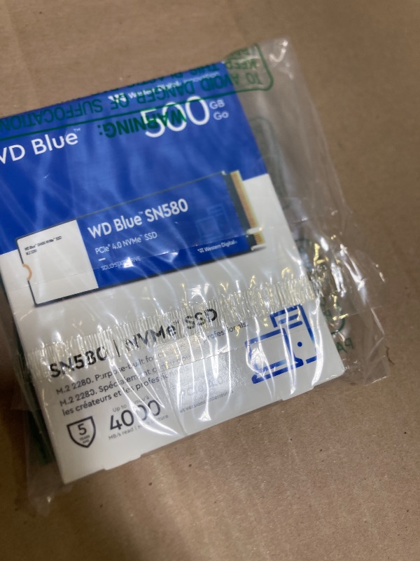 Photo 1 of Western Digital 500GB WD Blue SN580 NVMe Internal Solid State Drive SSD - Gen4 x4 PCIe 16Gb/s, M.2 2280, Up to 4,000 MB/s - WDS500G3B0E