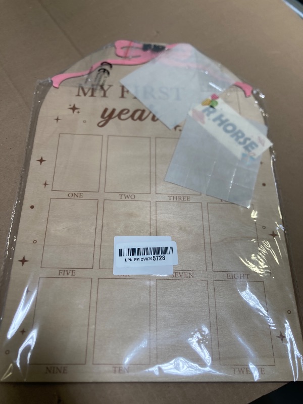 Photo 1 of R HORSE My First Year Photo Frame Board, 3D Coquette Pink Bow Display Wood Board, Baby’s First Year 12 Months Milestone Sign 1st Birthday Frame Nursery Decor Keepsake Gift for Boy Girl