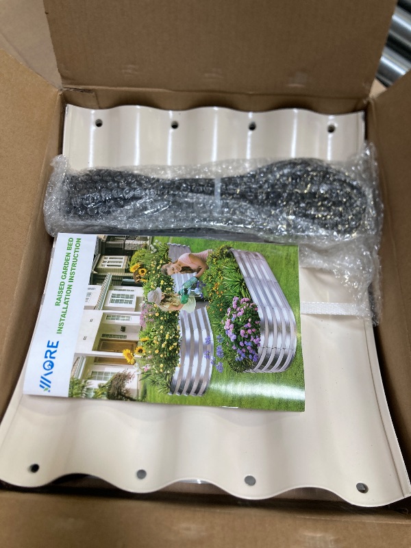Photo 1 of 1MORE Galvanized Raised Garden Bed- Planter Garden Boxes Outdoor, Raised Beds for Gardening, 8x2x1ft Metal Garden Bed Kit for Vegetables Flower, Planter Raised Beds with Protective Tape & Tools.White