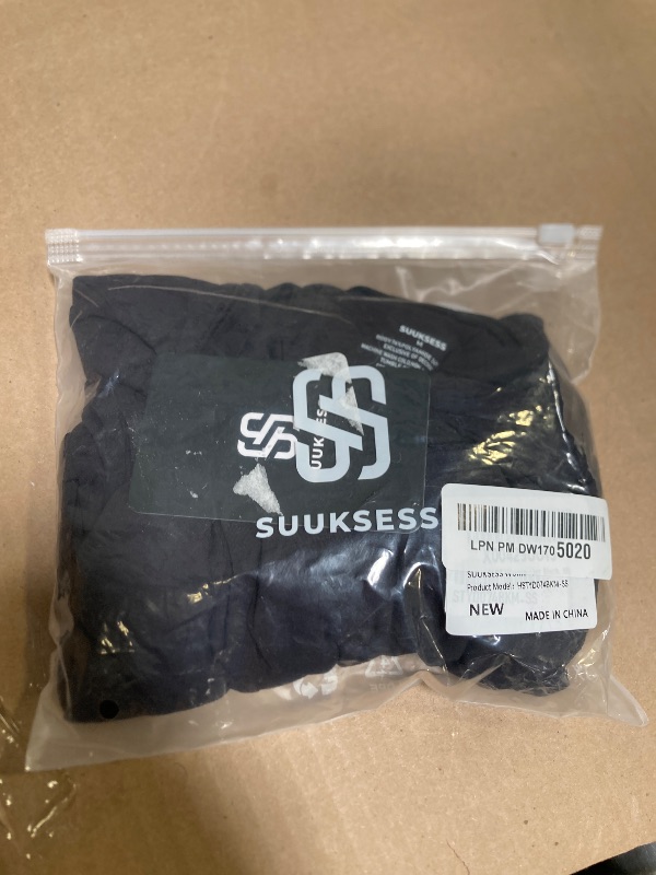 Photo 1 of SUUKSESS Women Double Lined Fitted Basic Tee Shirts Crew Neck Short Sleeve Y2K Going Out Crop Tops (Jet Black, M)