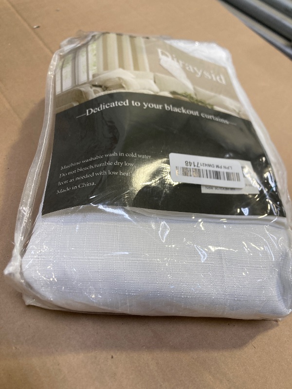 Photo 1 of Diraysid 100% Blackout Curtains White Linen Curtains for Bedroom Grommet Thermal Insulated Room Darkening Drapes (2 Panels, W42 x L84 Inch)