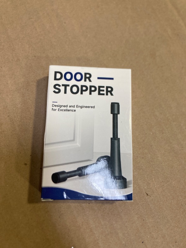 Photo 1 of Matte Black Door Stop for Wall, Spring Door Stoppers for Bottom of Door- 4.33 Inch Heavy Duty Aluminum Door Stopper, Silicone Tip Doorstops for Inside Door, Screw & Adhesive Installation