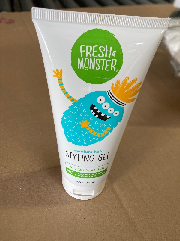 Photo 1 of Fresh Monster Kids Hair Styling Gel, Medium Hold Alcohol-Free, Natural Hair Gel for Kids & Toddlers (6oz.)