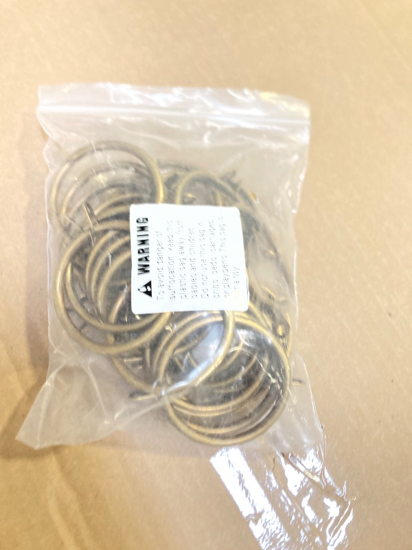Photo 1 of Antique Brass Curtain Rings with Eyelets for Up to 1.2-inch Curtain Rods (Set of 30 PCS Curtain Rings)