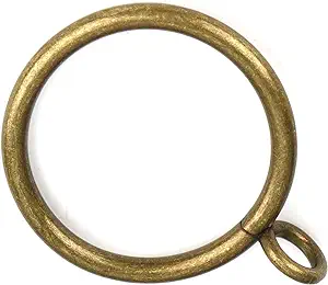 Photo 1 of Antique Brass Curtain Rings with Eyelets for Up to 1.2-inch Curtain Rods (Set of 30 PCS Curtain Rings)